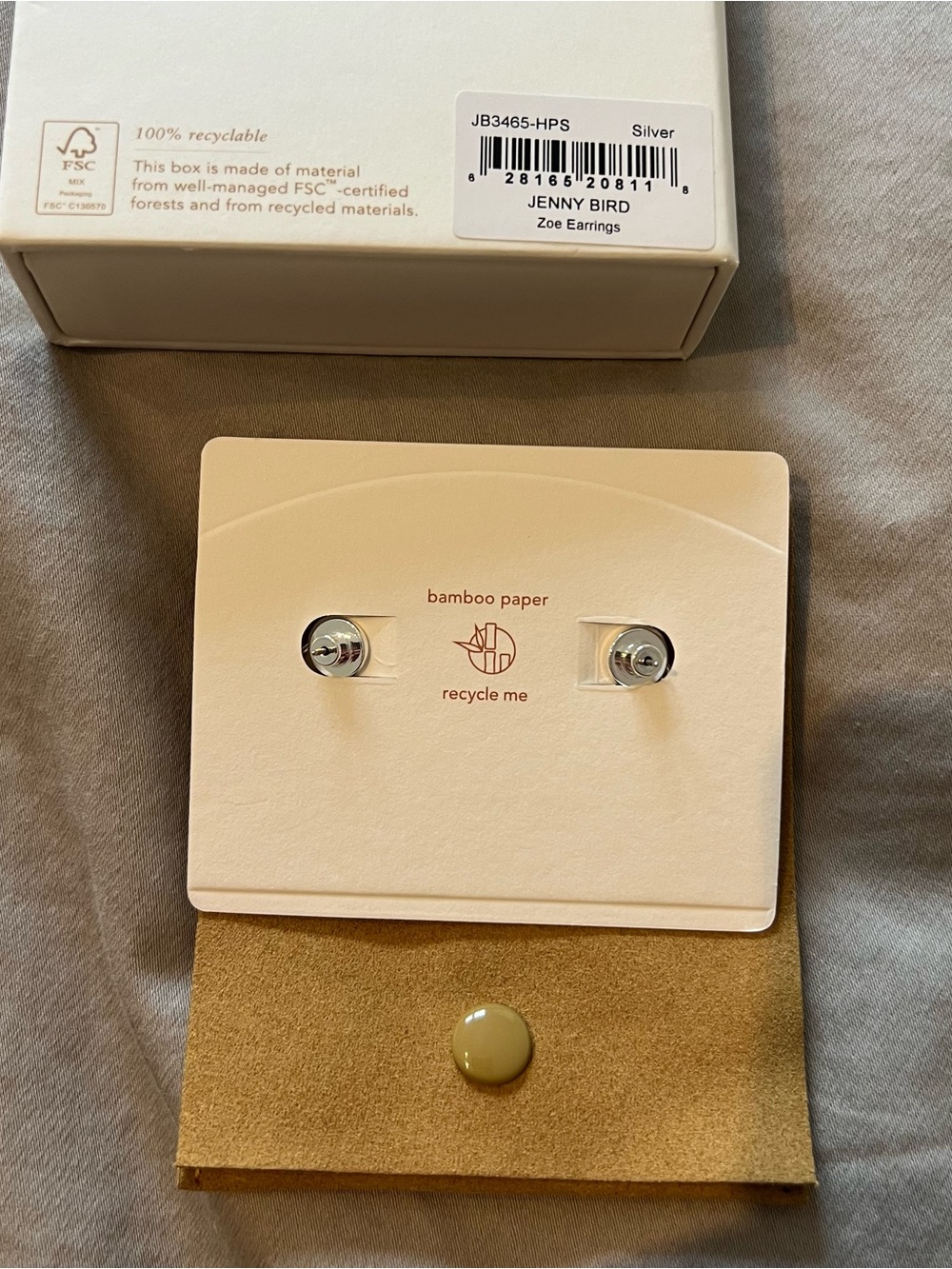 BNIB Jenny Bird Zoe Silver Earrings - Sculpted Wave Shell Studs - Picture 2 of 5